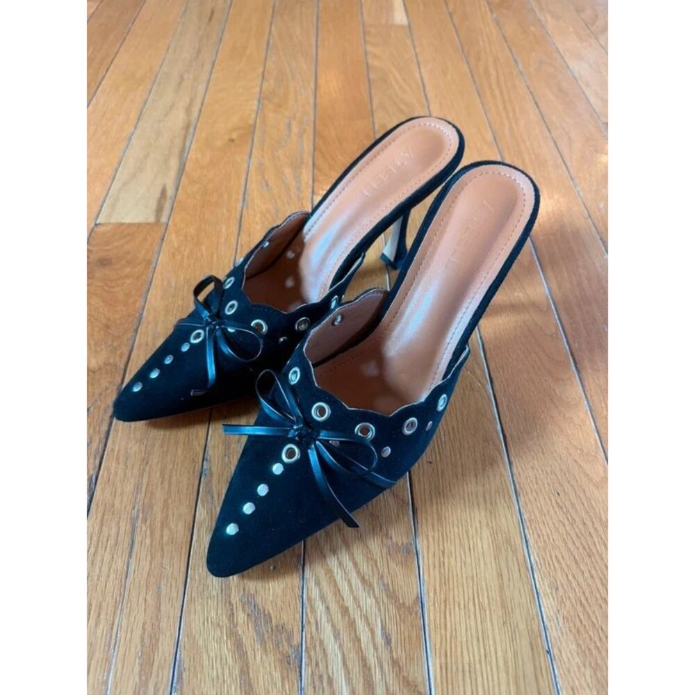 Atbell Black Suede Heels Mules Pumps Shoes Women’s Sz 38